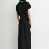 Toteme - Slouch waist basketweave dress black