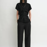 Toteme - Slouch waist basketweave top black