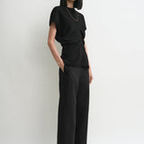 Toteme - Slouch waist basketweave top black