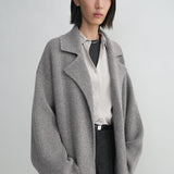 Toteme - Rib-knit cardi coat grey melange