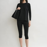 Toteme - Compact knit capri trousers black