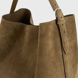 Toteme - Belted suede tote dark olive