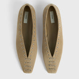 Toteme - Suede lace-up ballerinas desert