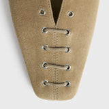 Toteme - Suede lace-up ballerinas desert