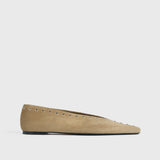Toteme - Suede lace-up ballerinas desert