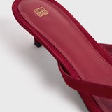 Toteme - Suede heeled flip flops scarlet