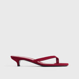 Toteme - Suede heeled flip flops scarlet
