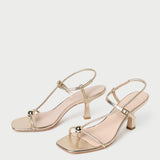 Loeffler Randall - Triana Champagne Leather Mid-Heel Sandal
