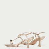 Loeffler Randall - Triana Champagne Leather Mid-Heel Sandal