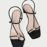 Loeffler Randall - Triana Black/Crystal Mid-Heel Sandal