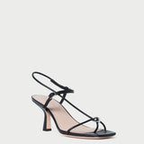 Loeffler Randall - Triana Black Leather Mid-Heel Sandal