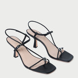 Loeffler Randall - Triana Black Leather Mid-Heel Sandal