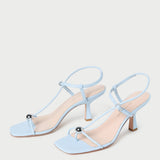Loeffler Randall - Triana Blue Leather Mid-Heel Sandal