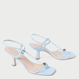 Loeffler Randall - Triana Blue Leather Mid-Heel Sandal