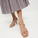 Loeffler Randall - Triana Dune Leather Mid-Heel Sandal