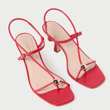 Loeffler Randall - Triana Red Leather Mid-Heel Sandal