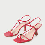 Loeffler Randall - Triana Red Leather Mid-Heel Sandal