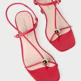Loeffler Randall - Triana Red Leather Mid-Heel Sandal