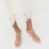 Loeffler Randall - Triana White/Champagne Mid - Heel Sandal
