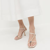 Loeffler Randall - Triana White Leather Mid-Heel Sandal