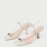Loeffler Randall - Triana White Leather Mid-Heel Sandal