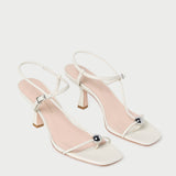 Loeffler Randall - Triana White Leather Mid-Heel Sandal