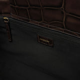 DeMellier - The Midi Hudson Dark Chocolate Large Croc Effect