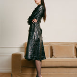 Jude - fame pump in brown croc embossed leather