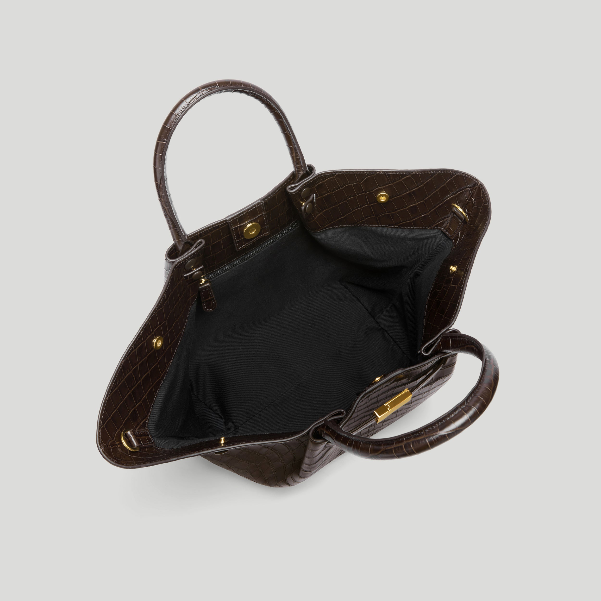 DeMellier - The Midi New York Dark Chocolate Croc Effect