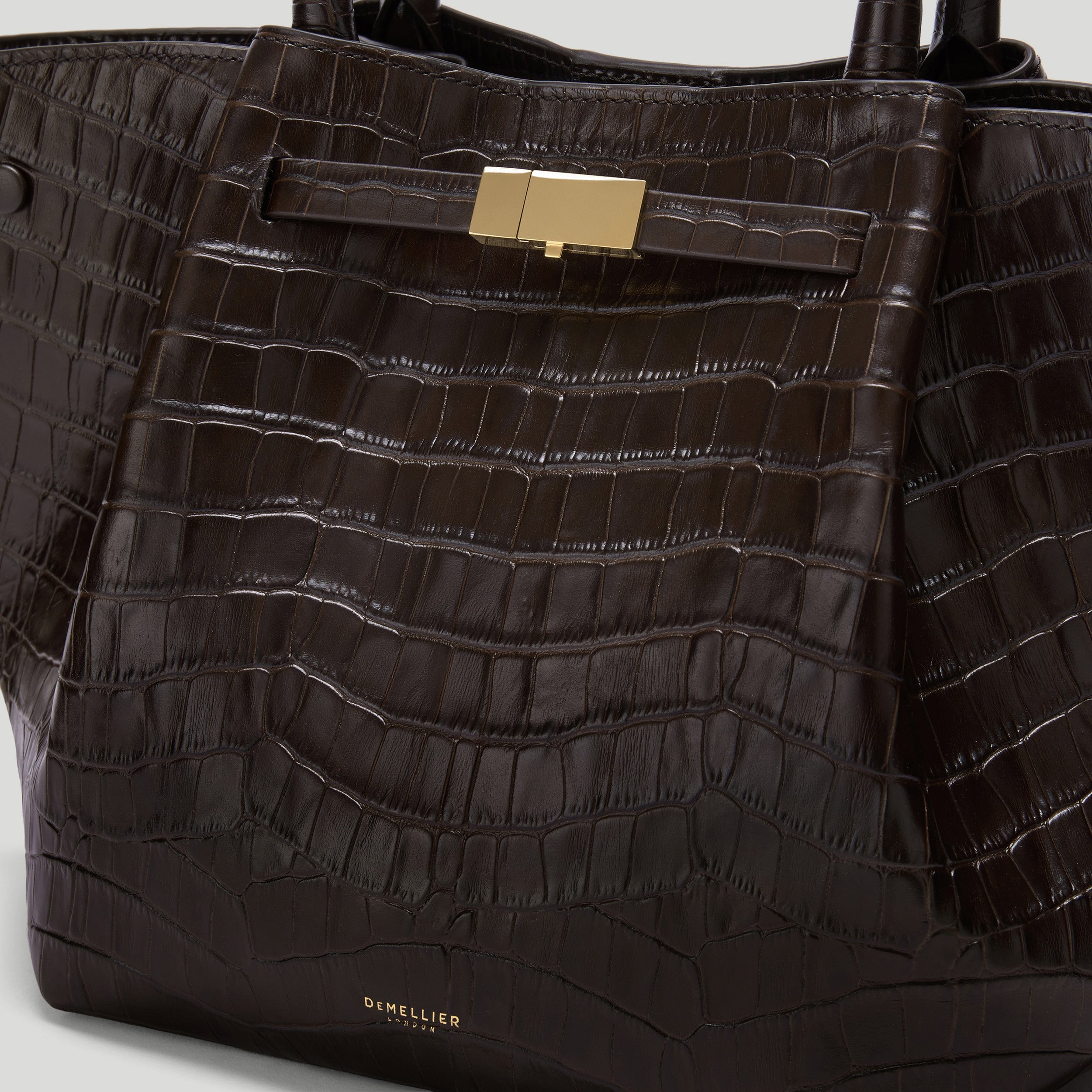 DeMellier - The Midi New York Dark Chocolate Croc Effect