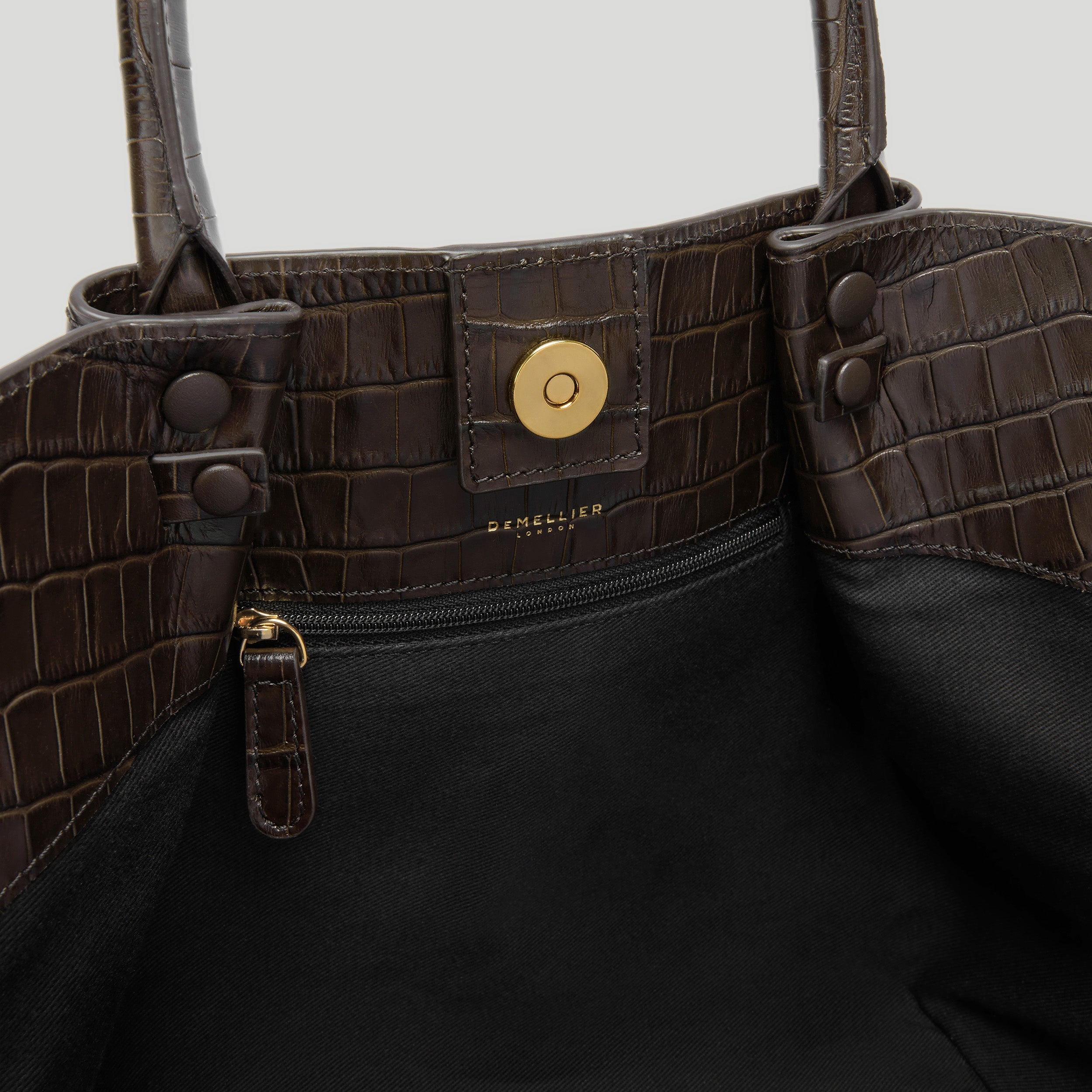 DeMellier - The Midi New York Dark Chocolate Croc Effect