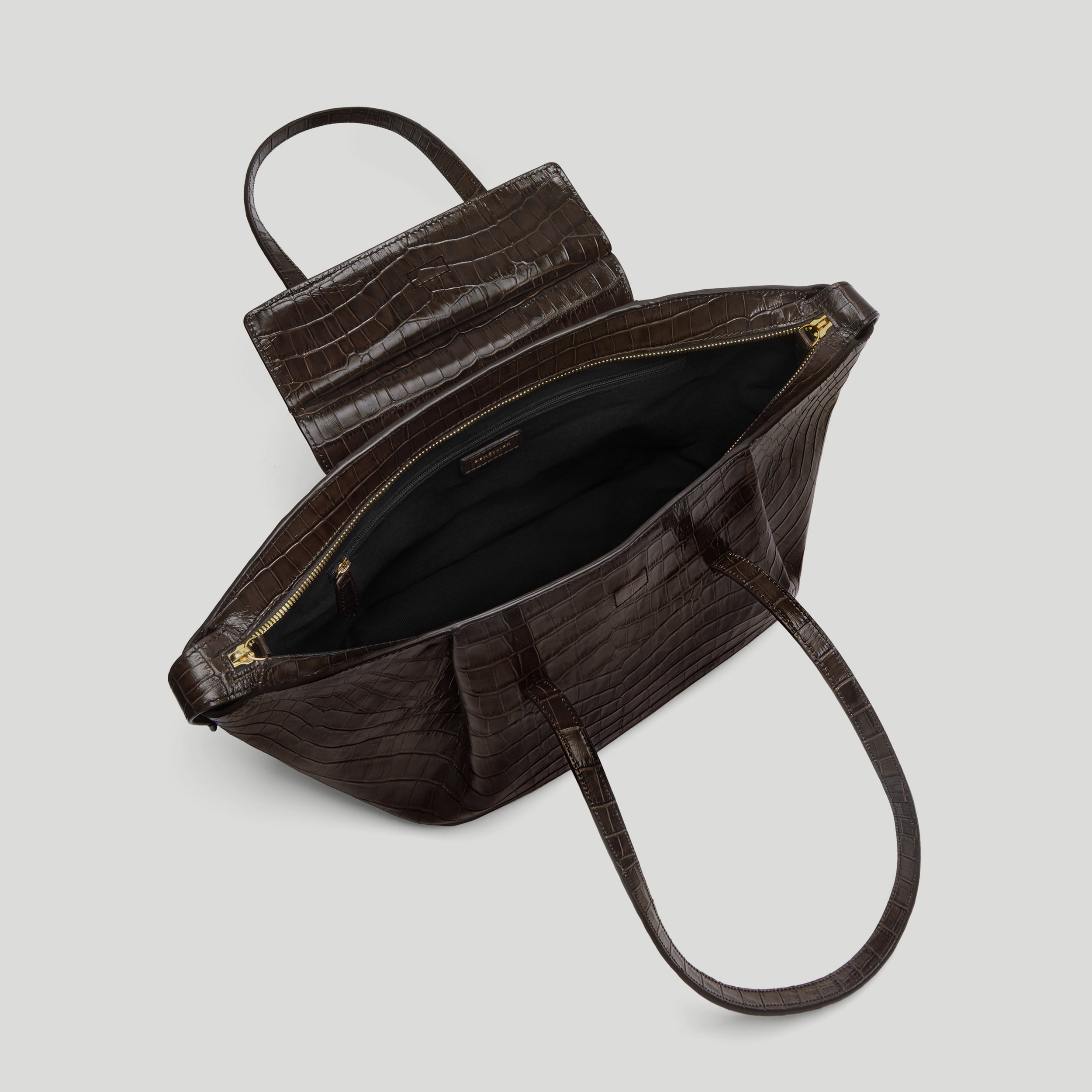 DeMellier - The Midi Brooklyn Dark Chocolate Croc Effect