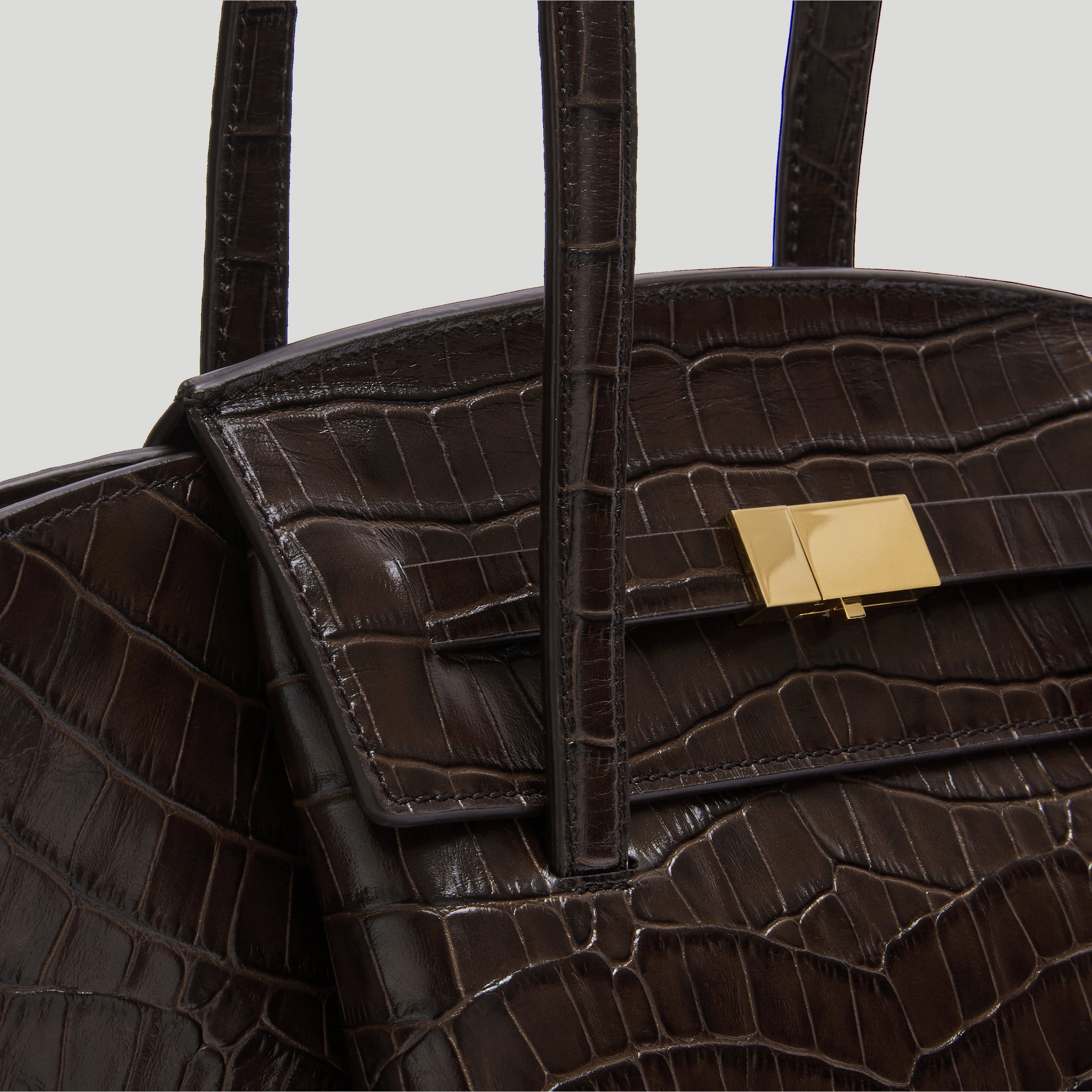 DeMellier - The Midi Brooklyn Dark Chocolate Croc Effect