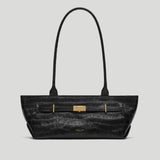 DeMellier - The New York Shoulder Black Croc Effect