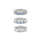 Dorsey - THEODORA DOUBLE TRILLION AQUA SPINEL RING STACK, SILVER
