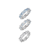 Dorsey - THEODORA DOUBLE TRILLION AQUA SPINEL RING STACK, SILVER