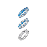 Dorsey - THEODORA DOUBLE TRILLION BLUE TOPAZ SPINEL RING STACK, SILVER