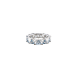 Dorsey - THEODORA DOUBLE TRILLION, LAB AQUA SPINEL AND WHITE SAPPHIRE RING, SILVER