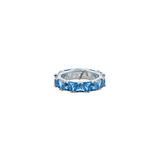 Dorsey - THEODORA DOUBLE TRILLION, LAB BLUE TOPAZ SPINEL RING, SILVER