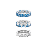 Dorsey - THEODORA DOUBLE TRILLION BLUE TOPAZ SPINEL RING STACK, SILVER