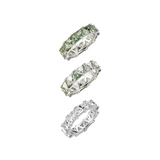 Dorsey - THEODORA DOUBLE TRILLION LAB LIGHT GREEN SPINEL RING STACK, SILVER