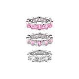 Dorsey - THEODORA DOUBLE TRILLION PINK SAPPHIRE RING STACK, SILVER