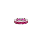 Dorsey - THEODORA DOUBLE TRILLION, LAB RED SAPPHIRE RING, SILVER