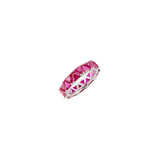 Dorsey - THEODORA DOUBLE TRILLION, LAB RED SAPPHIRE RING, SILVER