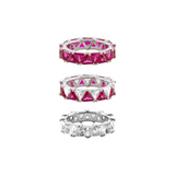 Dorsey - THEODORA DOUBLE TRILLION RED SAPPHIRE RING STACK, SILVER