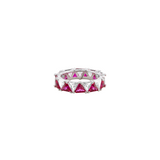 Dorsey - THEODORA DOUBLE TRILLION, LAB WHITE AND RED SAPPHIRE RING, SILVER