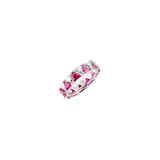 Dorsey - THEODORA DOUBLE TRILLION, LAB WHITE AND RED SAPPHIRE RING, SILVER