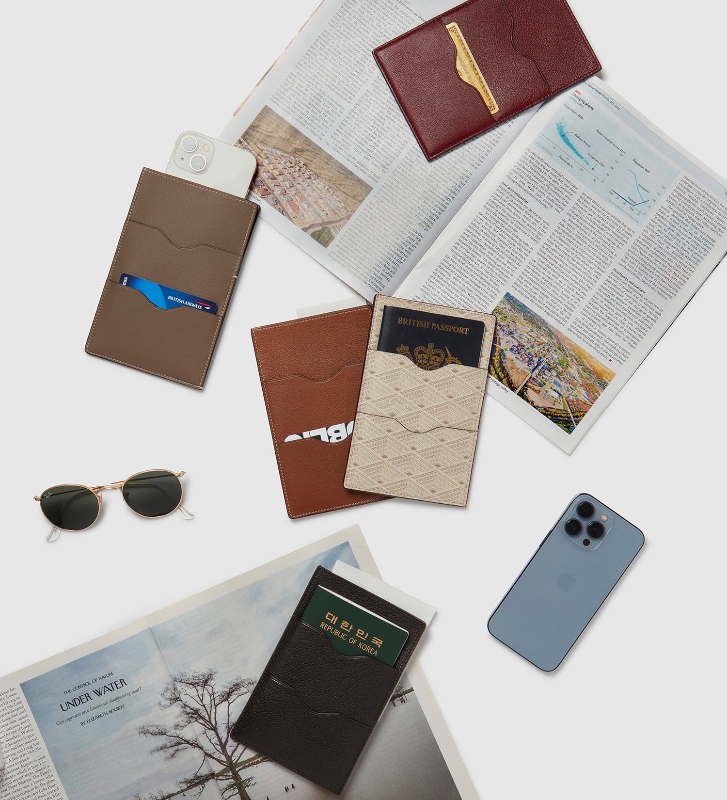Metier - Thin Travel Wallet Smooth Calfskin Taupe