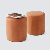 The Citizenry - Torres Round Leather Ottoman - Small