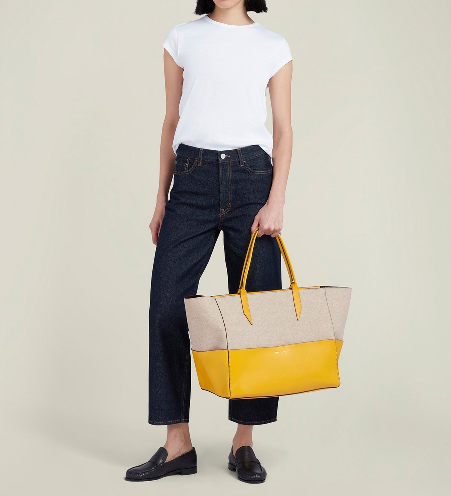 Metier - Incognito 42 Cabas Linen and Nappa Plongé Calfskin Izamal Yellow
